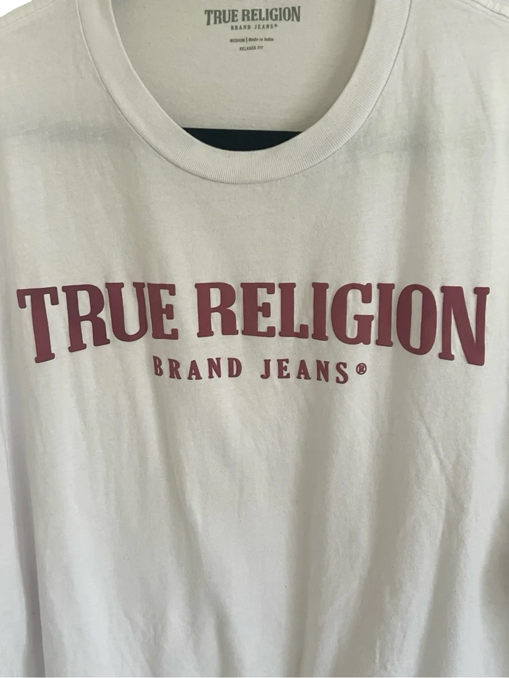 True Religion White Cotton Short Sleeve Logo Tee Medium